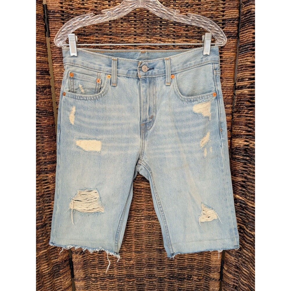 Levi's 412 Mens Jorts Distressed Frayed Hem Jean Shorts 29 Bermuda Slim Fit